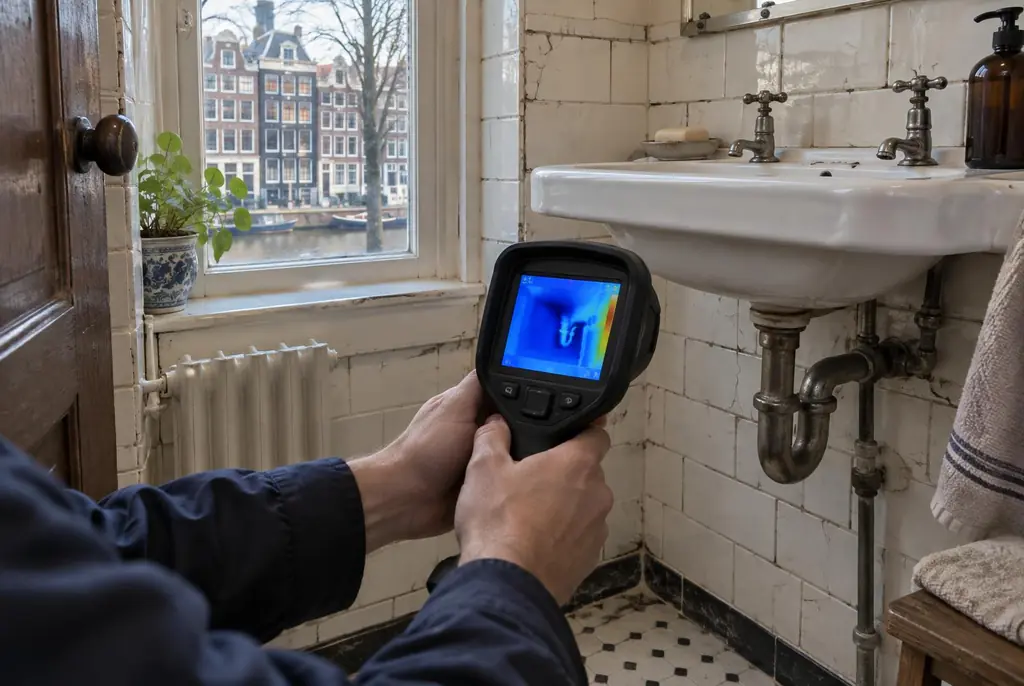Lekdetectie Nunspeet – badkamer met oude leidingen achter de tegels