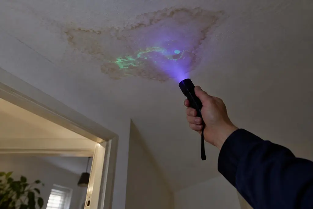 Lekdetectie Nunspeet – kleurstof controleren op het plafond met uv-licht