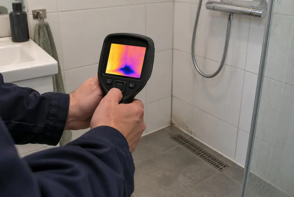 Lekdetectie Nunspeet – lekdetectiespecialist met warmtebeeldcamera in een badkamer