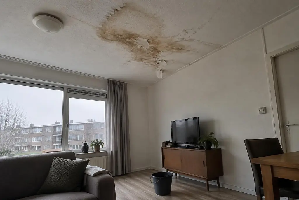Lekdetectie Nunspeet – vochtplek op het plafond onder een badkamer